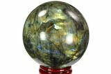 Flashy, Polished Labradorite Sphere - Great Color Play #103686-1